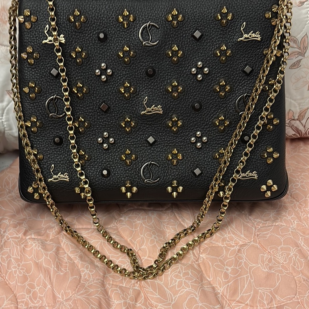 Christian Louboutin Black and Gold Quilted Shoulder Bag
